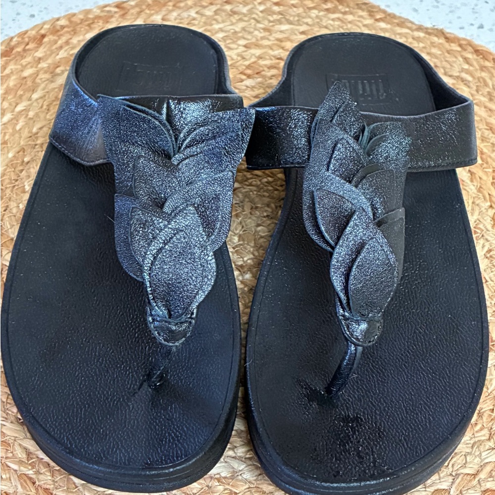 Fitflop Black Casual Sandals with Braided Straps